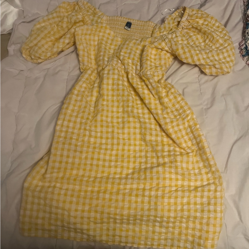 CUTE PLAID checked YELLOW white OLD NAVY DRESS!!